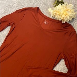 Burnt orange soft long sleeve v neck